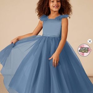 Azazie Steel Blue Flower girl dress size 5